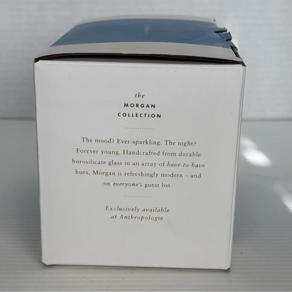 Anthropologie Morgan Stemless Wine Glasses Sky Blue Set of 2 – New in Box